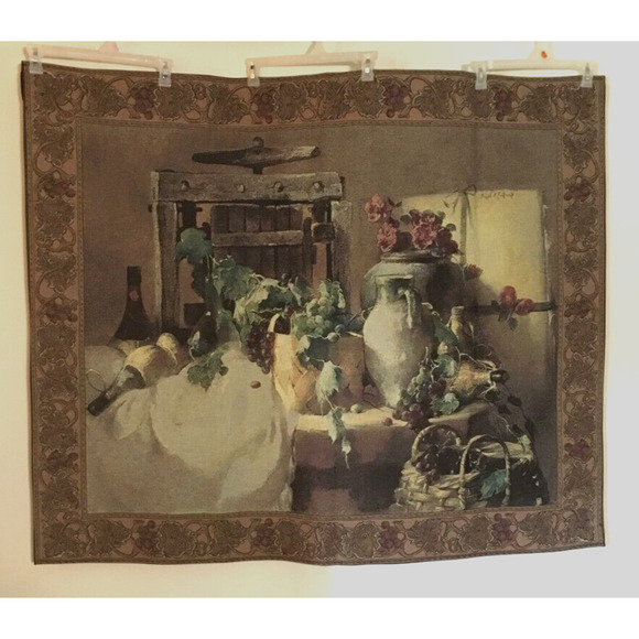 Large Wall Tapestry Wine & Roses Joseph Sulkowski Riddle Home & Gift 42x53" - Picture 1 of 10